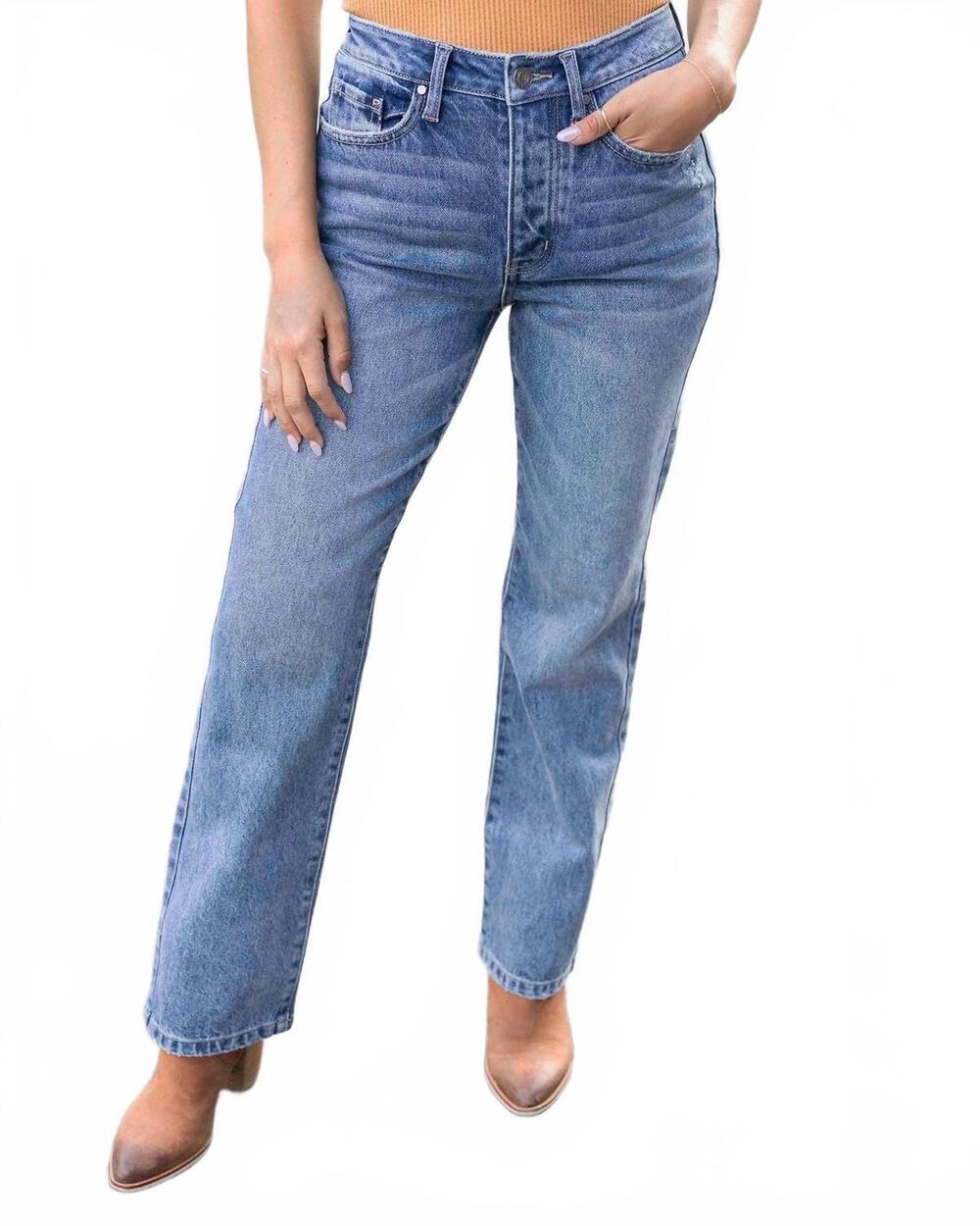NEW GRACE AND LACE stretch mix 90's jeans in non distressed mid-wash